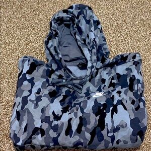 Nike Men’s Blue Camo Hoodie - Pullover Hooded Shirt